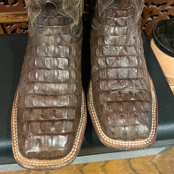 Horse Power Chocolate Nile Croc Print with Bone Mad Dog Top all leather - Picture 3 of 11